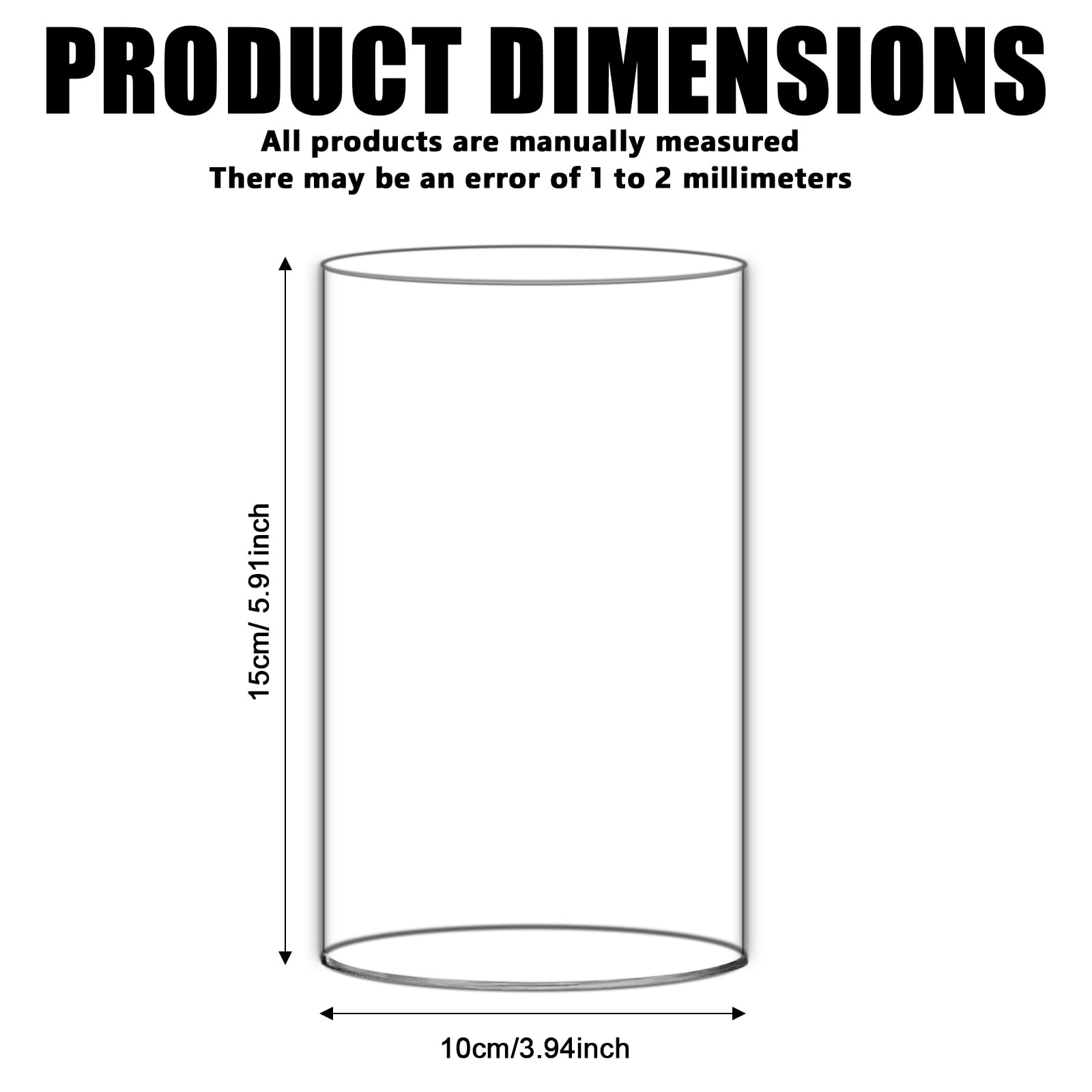 3 Stück Hohe Glasvasen Zylinder 15x10 cm – Breite Öffnung, Klare Vase aus Borosilikatglas für Blumen & Kerzen Deko