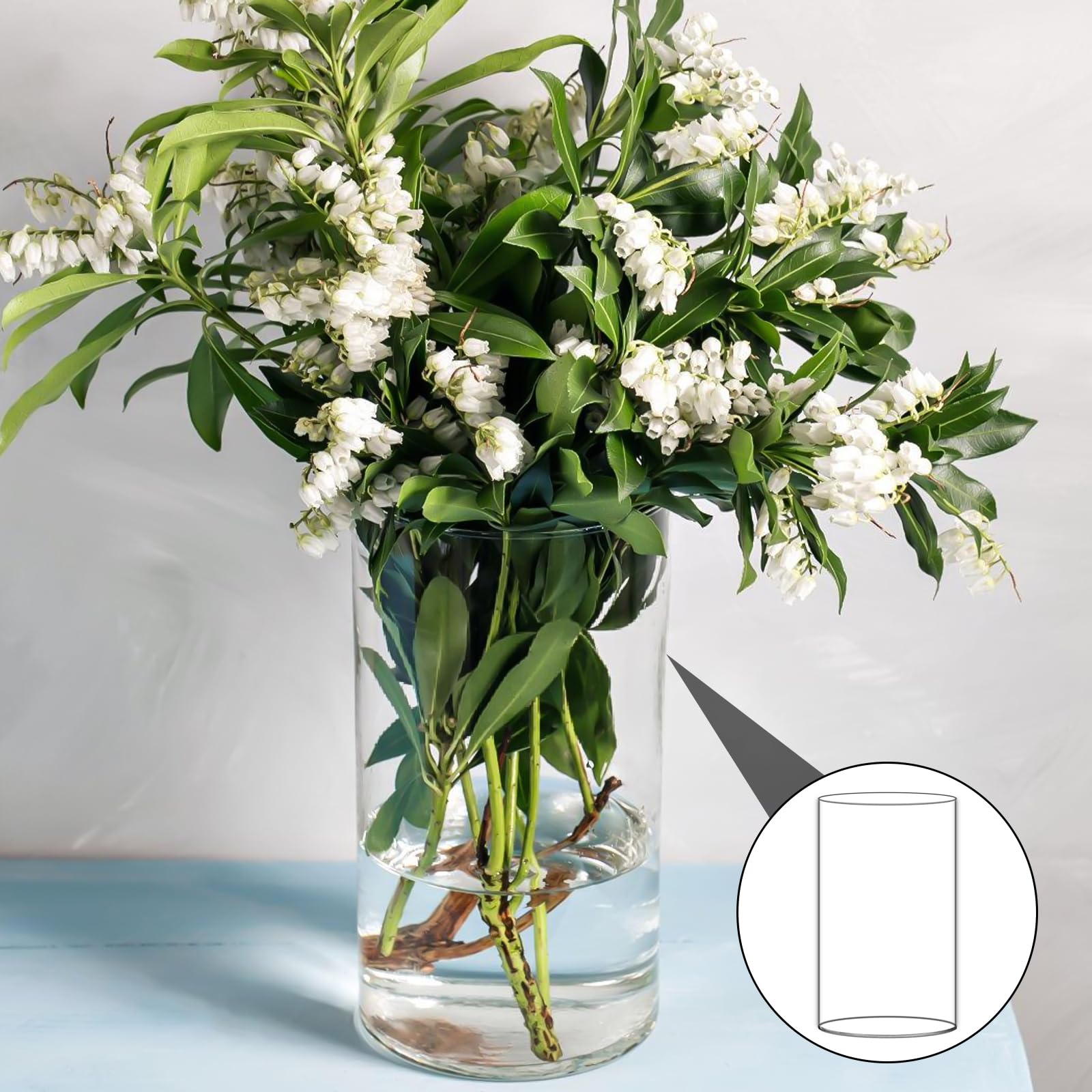 3 Stück Hohe Glasvasen Zylinder 15x10 cm – Breite Öffnung, Klare Vase aus Borosilikatglas für Blumen & Kerzen Deko