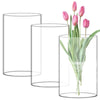 3 Stück Hohe Glasvasen Zylinder 15x10 cm – Breite Öffnung, Klare Vase aus Borosilikatglas für Blumen & Kerzen Deko