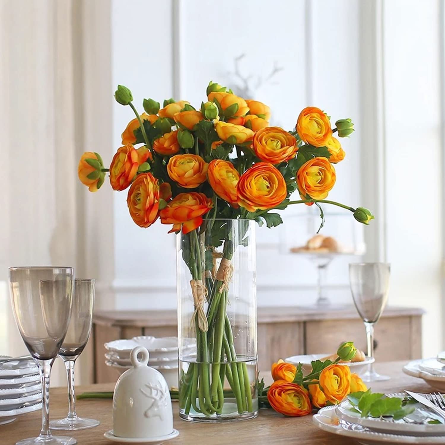 TSKDKIT Glasvase 20x10 cm – Moderne Handgemachte Kristall Zylindervase für Blumen, Kerzen & Tischdeko Wohnzimmer