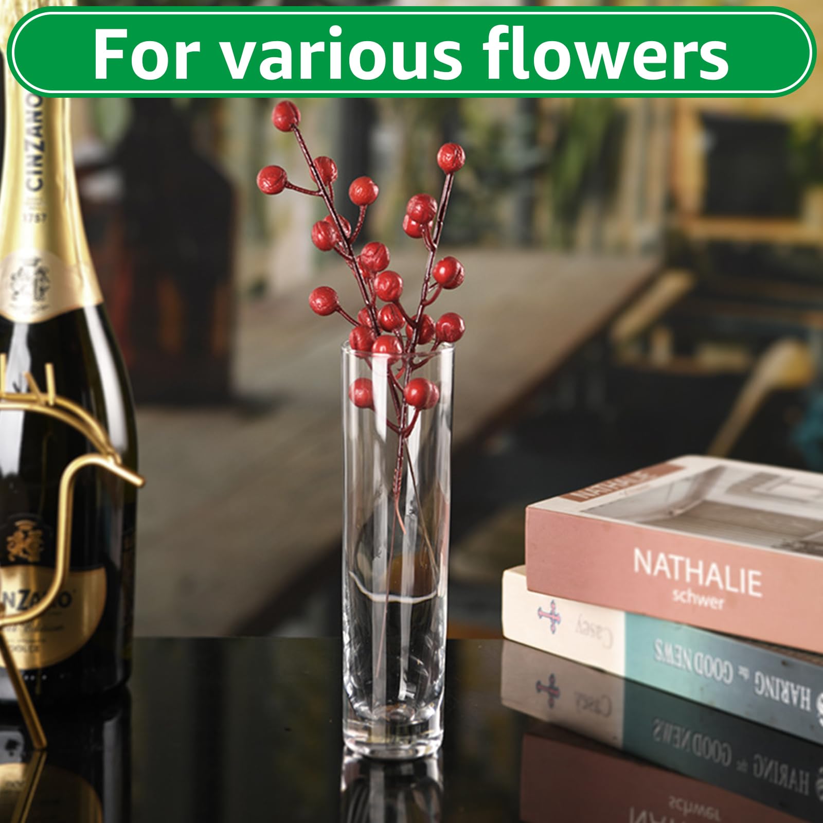 ZOFUN 12er Kleine Glasvasen Zylinder 4.7x17.5 cm – Runde Glasblumenvase für Hochzeit, Pampasgras, Rosen & Tischdeko