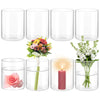 APACALI 8 Stück Glaszylinder Vasen 8.5x10 cm – Runde Klare Blumenvase für Rosen, Tulpen, Orchideen & Tischdeko