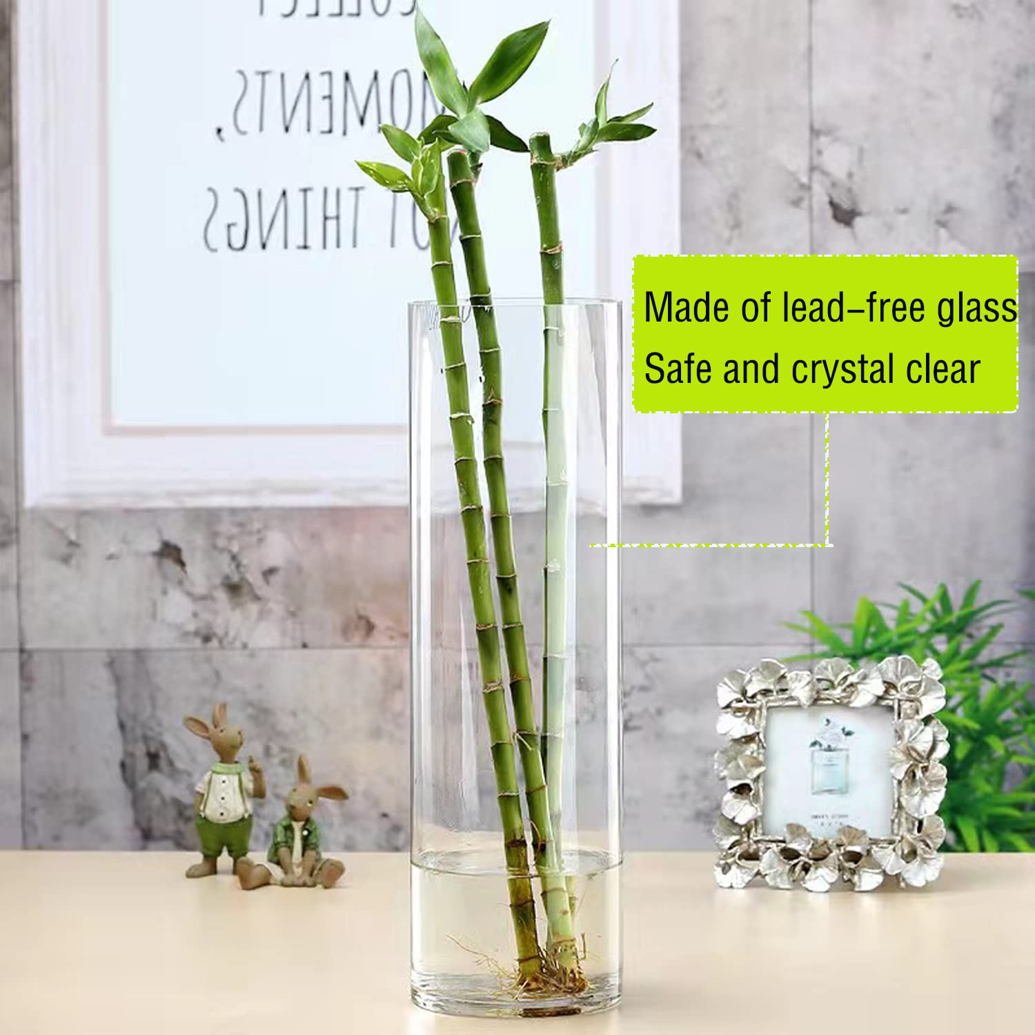 TSKDKIT Glasvase 20x10 cm – Moderne Handgemachte Kristall Zylindervase für Blumen, Kerzen & Tischdeko Wohnzimmer